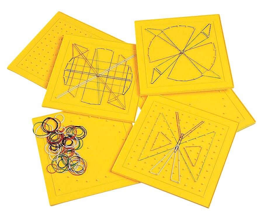 EDX Education Geoboards, 11 x 11 Pin, Set of 6 Boards and 144 Rubber Bands, Item Number 2105029